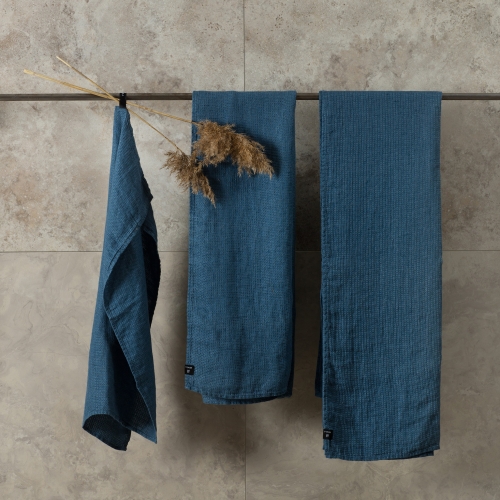 Fresh Laundry Handtuch - Washed Linen Waffelpique - Blues - Dark Blue