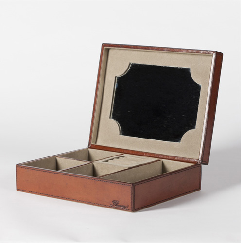 Manhattan Jewellery-Box aus echtem Leder und mit Samtauskleidung von Flamant