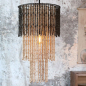 Preview: Kronleuchter Lou mit Holzperlen - 90 cm