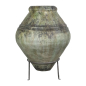 Preview: Terrakotta-Amphore Antique Verte Freisteller auf dreiläufigem Metallgestell, H 103,5 cm