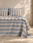 Preview: Reines Leinenlaken - Bold Stripe - Naturell Indigoblau