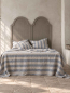 Preview: Reines Leinenlaken - Bold Stripe - Naturell Indigoblau