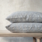 Preview: Leinenkissenhülle Brittany Stripe - Indigo Blau - Naturell