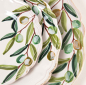 Preview: Detailansicht Olivio Tableware Flamant handbemalte Olivenzweige auf Fayence