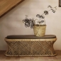 Preview: Rattanbank Palma mit Auflage aus Leinen - 140 cm