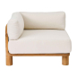 Preview: ine K Teak Modul Sofa mit linker Armlehne — cremefarbene Polsterung, sichtbarer Teakrahmen, wetterfester Bezug, FSC-zertifiziert