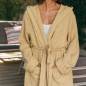 Preview: Waffelbademantel mit Kapuze aus Leinen – Farbe Mustard