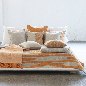 Preview: Pienza Safari Orange-Natur Detail – Leinenstoff von C&C Milano