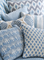 Preview: Blaue Kissen mit Jane Churchill Calla und passenden Stoffen