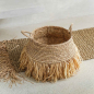 Preview: Raffia Deluxe Basket — Korb mit Fransen, handgefertigt, Ø 45 cm