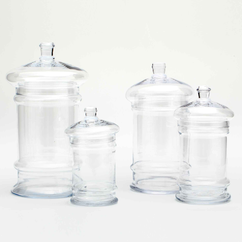 Flamant Bonbonglas Lolly in allen vier Größen — Extra-Small, Small, Medium und Large, mundgeblasenes Klarglas freistehend
