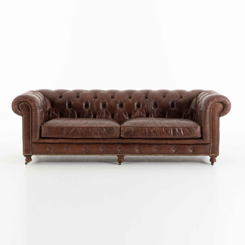 Edinburgh - Vintage-Ledersofa, 3-Sitzer von Flamant