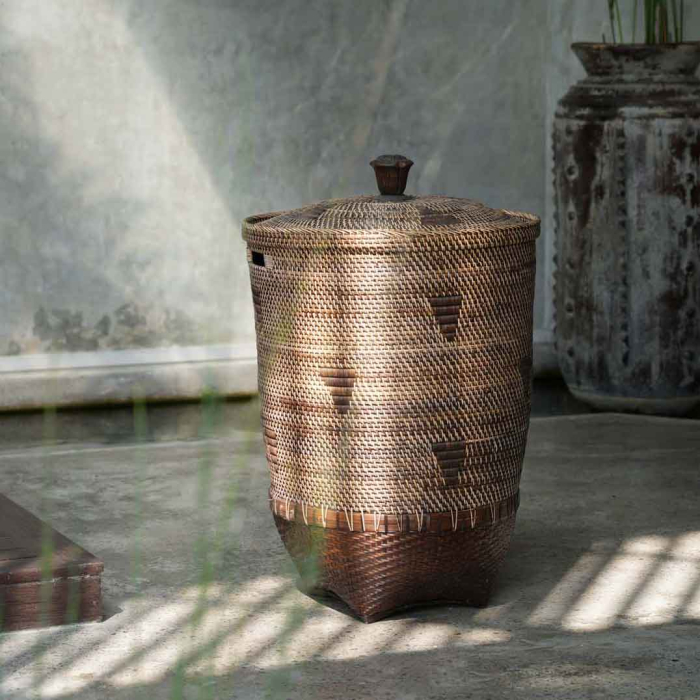 Preview: Colonial großer Wäschekorb - Höhe 92 cm