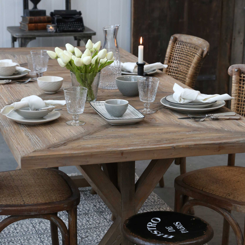 Preview: Französischer Esstisch aus recyceltem Holz - Länge 200 cm