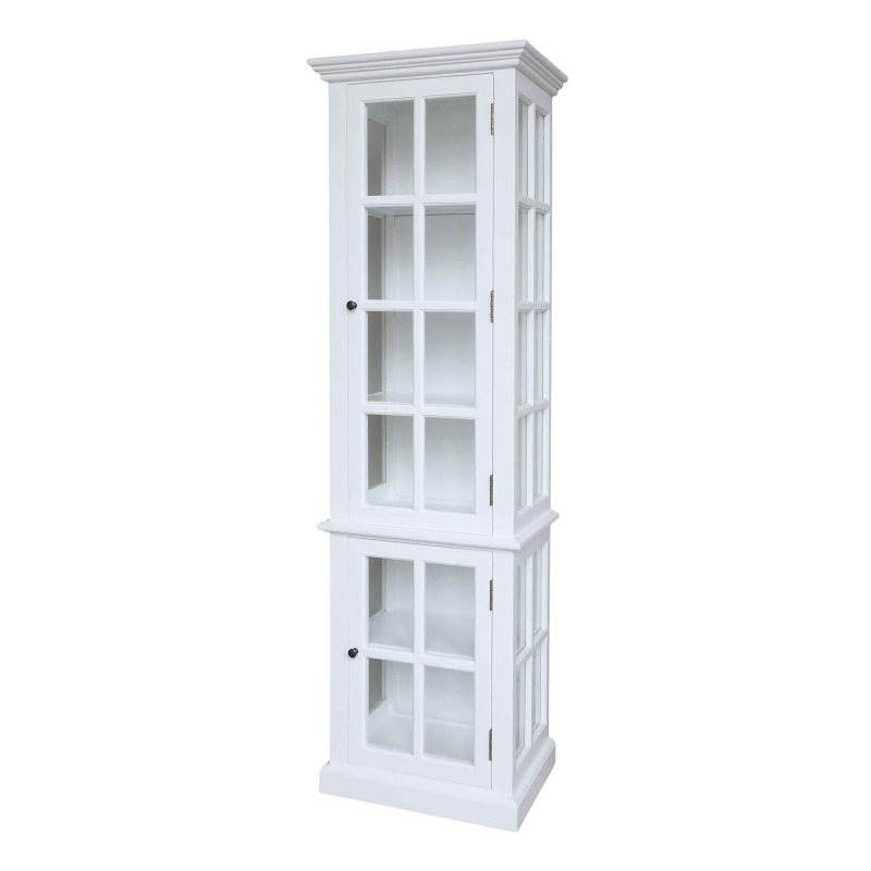 Vitrinenschrank Frejus — Massivholz weiß, H 196 cm