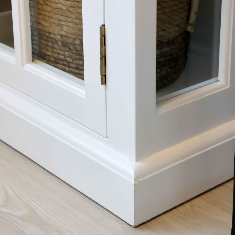 Vitrinenschrank Frejus — Massivholz weiß, H 196 cm