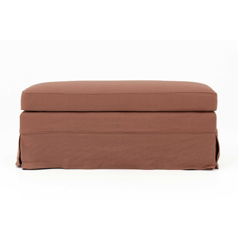 Preview: gepolsterter Hocker Genua mit Leinenhusse von Flamant