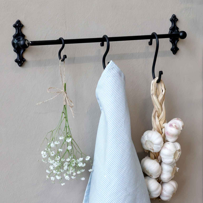 Hakenleiste aus Eisen mit 3 Haken - 40 cm lang