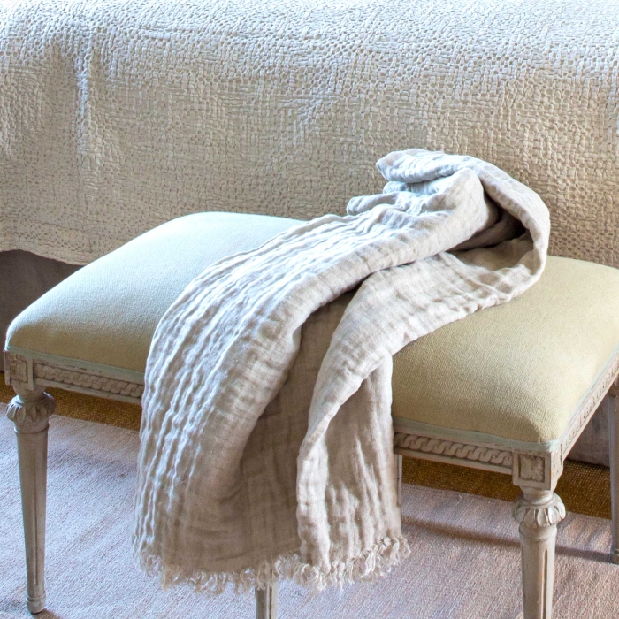 Hannelin Plaid aus Leinen in Natural-Beige