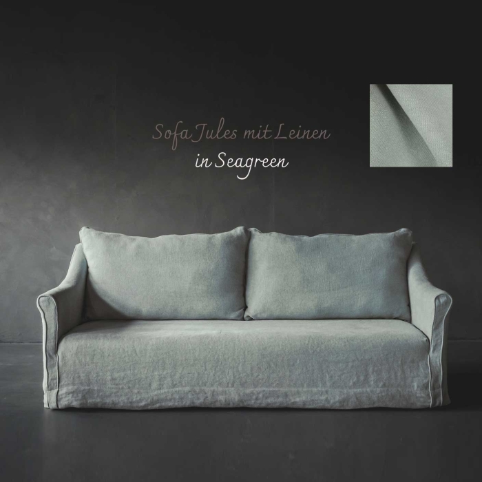 Preview: Sofa Jules mit Husse aus belgischem Leinen