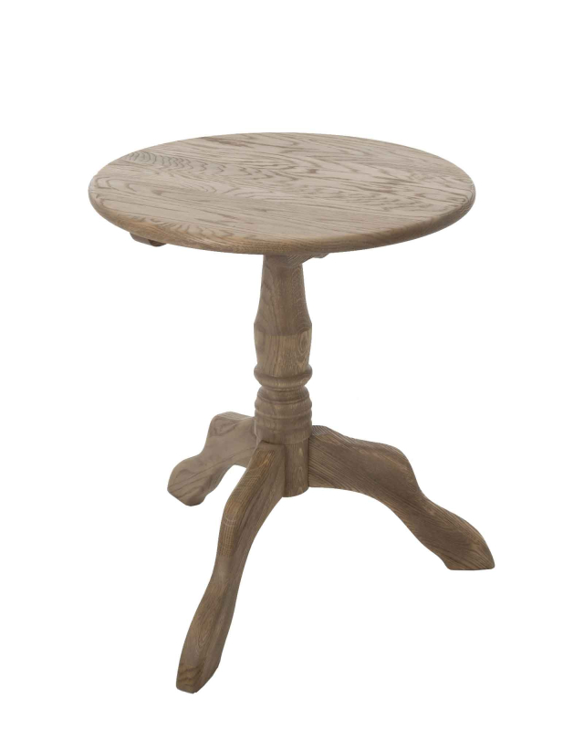 Beistelltisch Edwards von Flamant, Ø 50 cm, Höhe 59 cm, Eiche mit gewittertem Finish