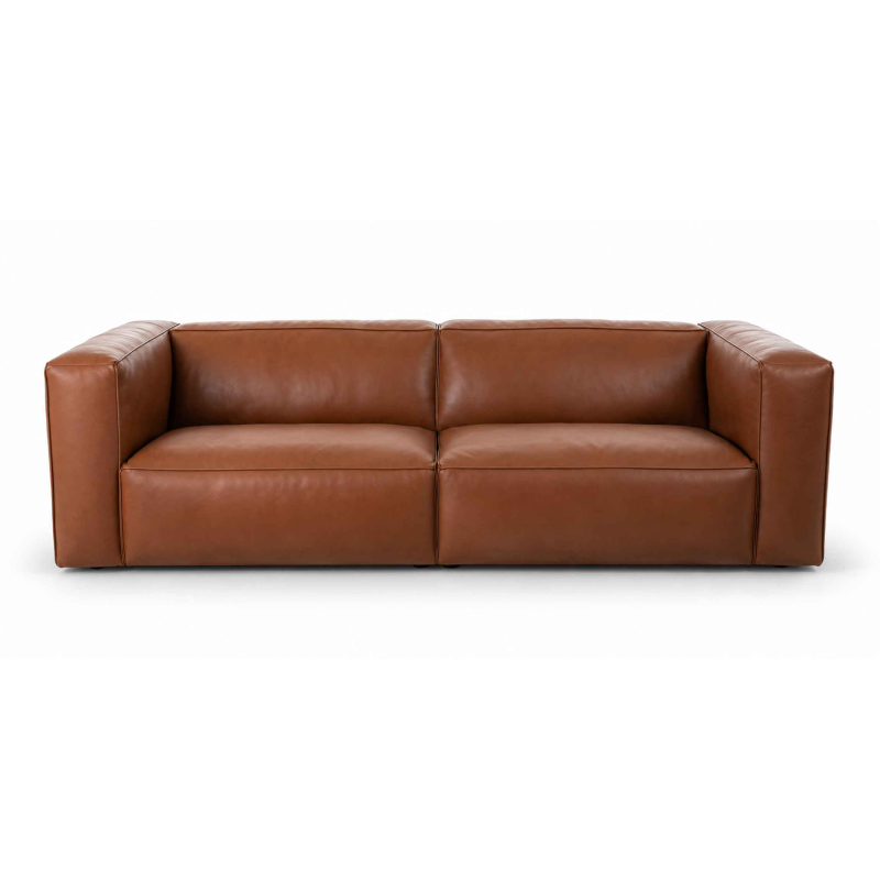 Bodine Ledersofa in cognac - 2-Sitzer - von Flamant