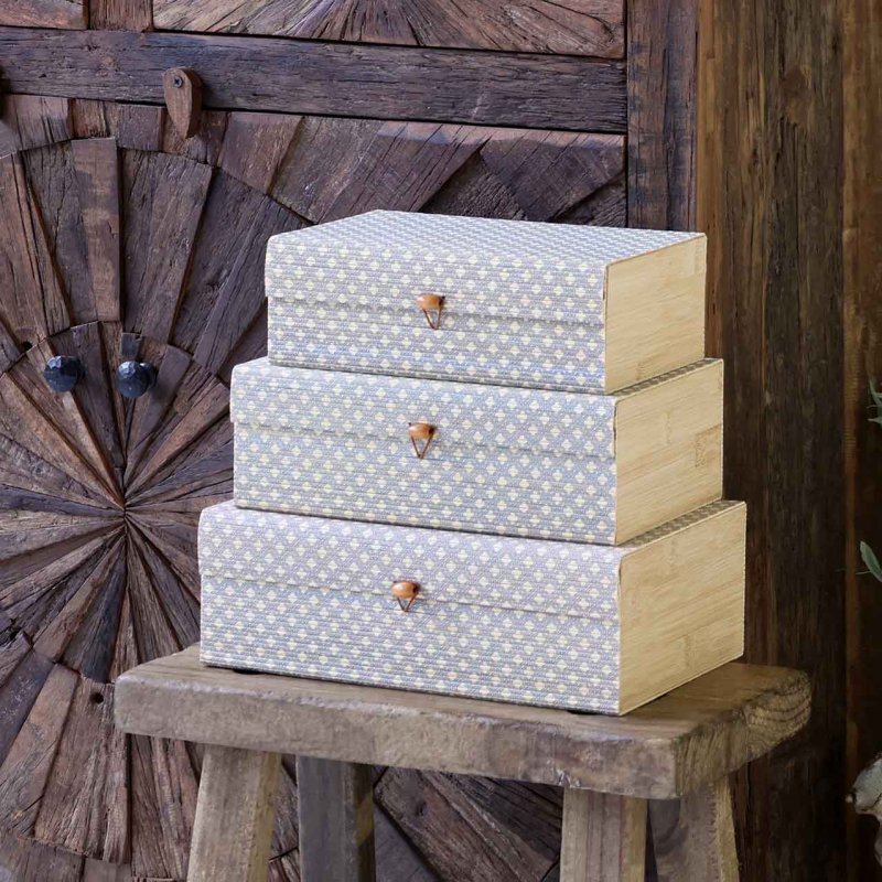 Preview: Lilly 3er Boxset aus Bambus in Opal/Natural