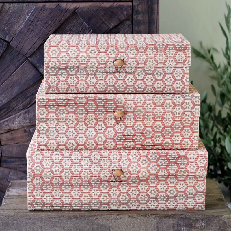 Lilly 3er Boxset aus Bambus in Coral Blush