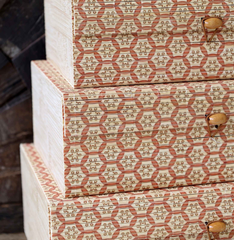 Lilly 3er Boxset aus Bambus in Coral Blush