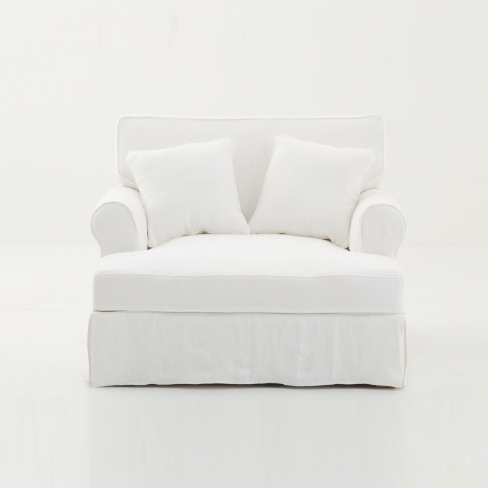 Lounge-Sessel in weißem Leinen von Flamant