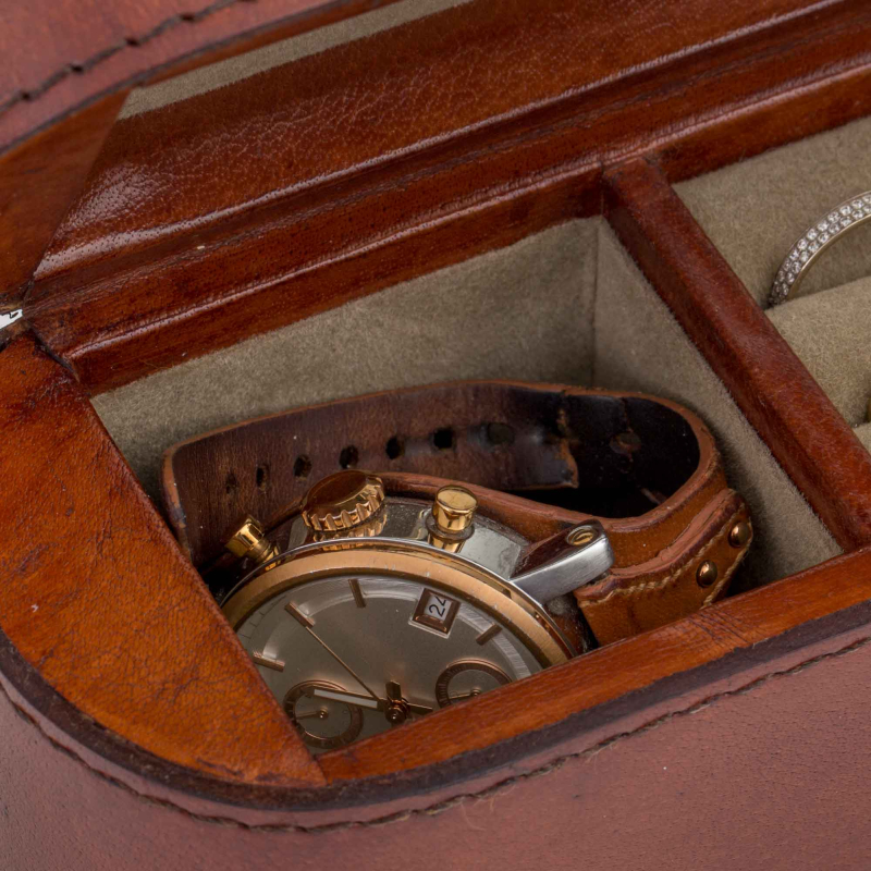Manhattan kleine Schmuck-Box aus Büffelleder - Flamant