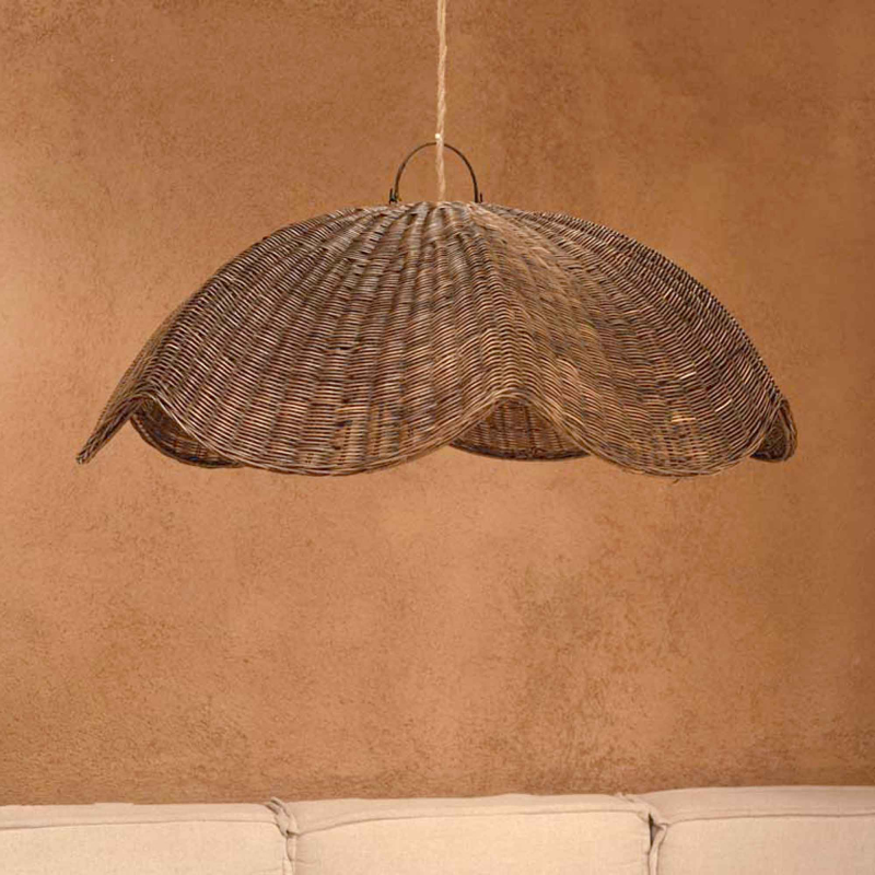 Wave Pendelleuchte aus Rattan