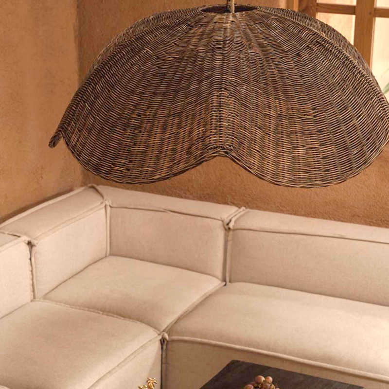 Preview: Wave Pendelleuchte aus Rattan
