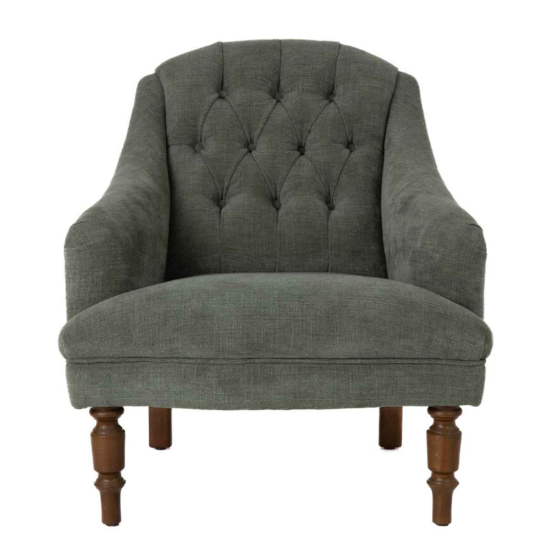 Sessel Rimini Leinen mit Knopfpolsterung von Flamant