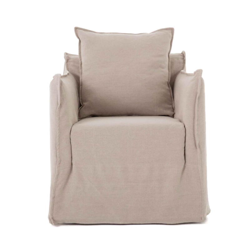 Sessel Tarente mit Husse aus Leinen von Flamant