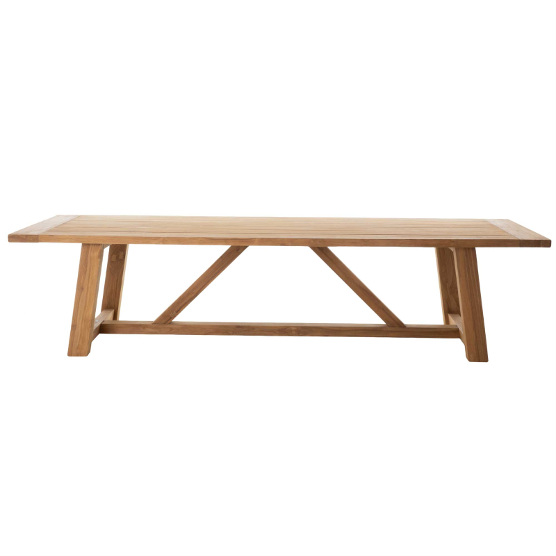 Preview: Großer Teakholztisch Clive von Flamant mit Streben-Untergestell im Provence Stil