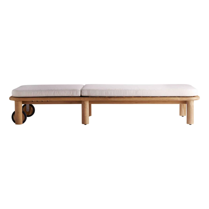 Tine K - Sonnenliege Teak massiv  - Rollen