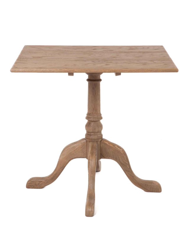 Tisch Edwards von Flamant mit eckiger Eichenplatte 80 × 70 cm, Frontansicht