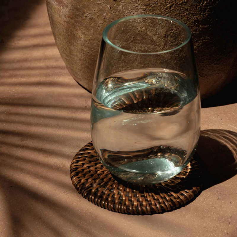 Togo Untersetzer für Glas — Rattan, rund, Ø 11 cm