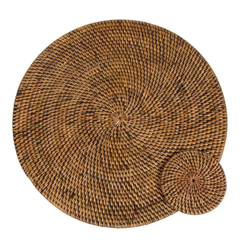 Preview: Togo Untersetzer für Glas — Rattan, rund, Ø 11 cm