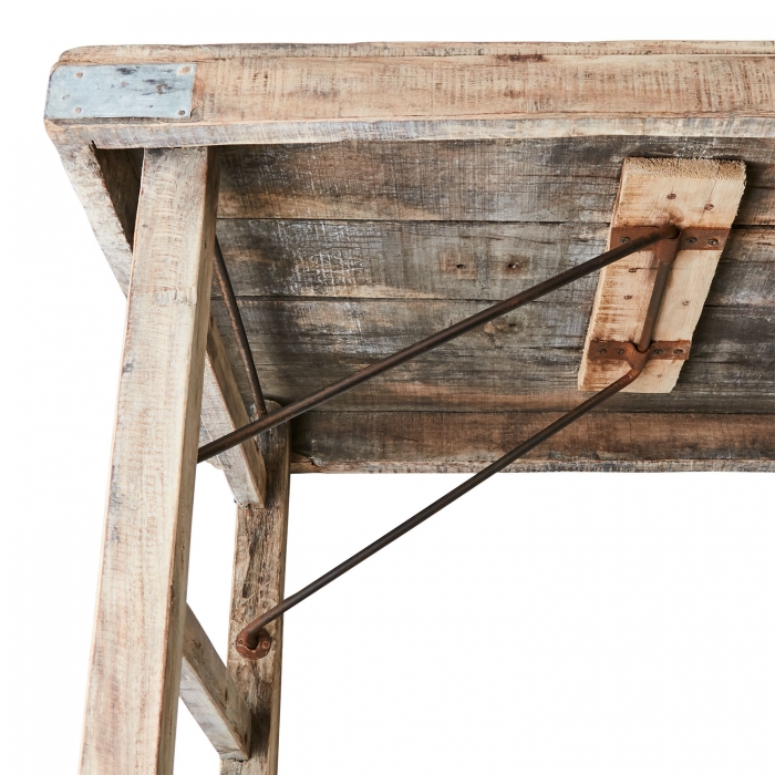 Tisch aus altem Holz mit Zink - Klappbar