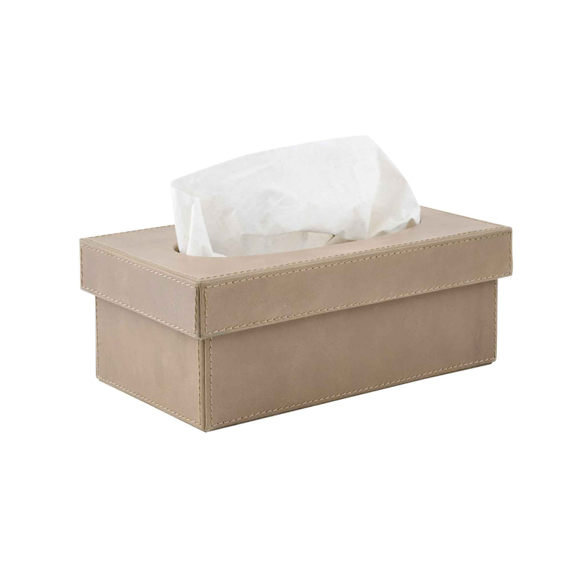 Flamant Tuscon Tissue Box – Glattleder, Beige-Taupe