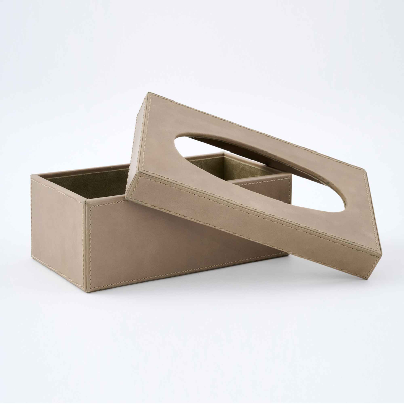 Preview: Flamant Tuscon Tissue Box – Glattleder, Beige-Taupe