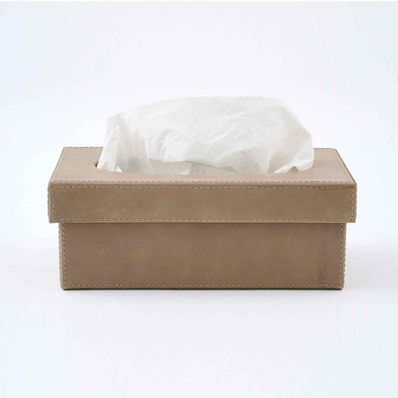 Preview: Flamant Tuscon Tissue Box – Glattleder, Beige-Taupe
