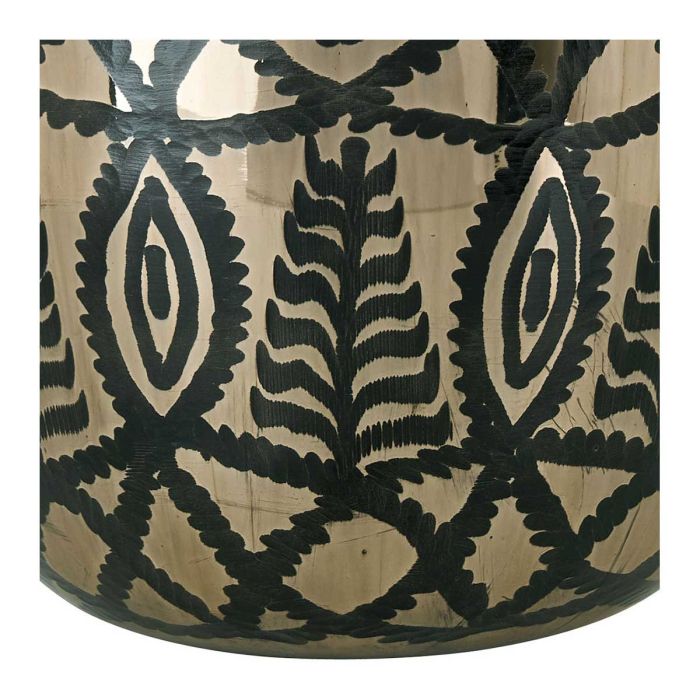 Ballonvase Vase Hera aus Milchglas mit schwarzer Prägung