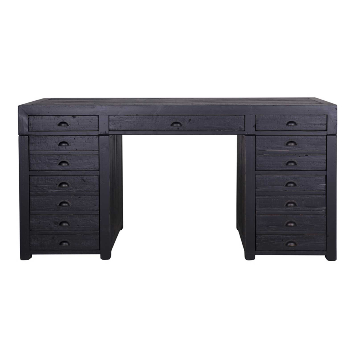 Schreibtisch Veronica aus Pinienholz in noir de lune