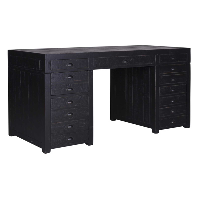 Schreibtisch Veronica aus Pinienholz in noir de lune