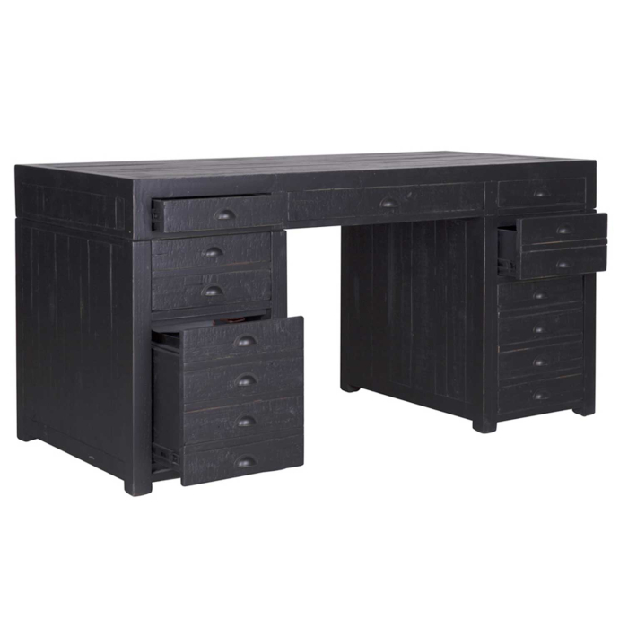 Schreibtisch Veronica aus Pinienholz in noir de lune