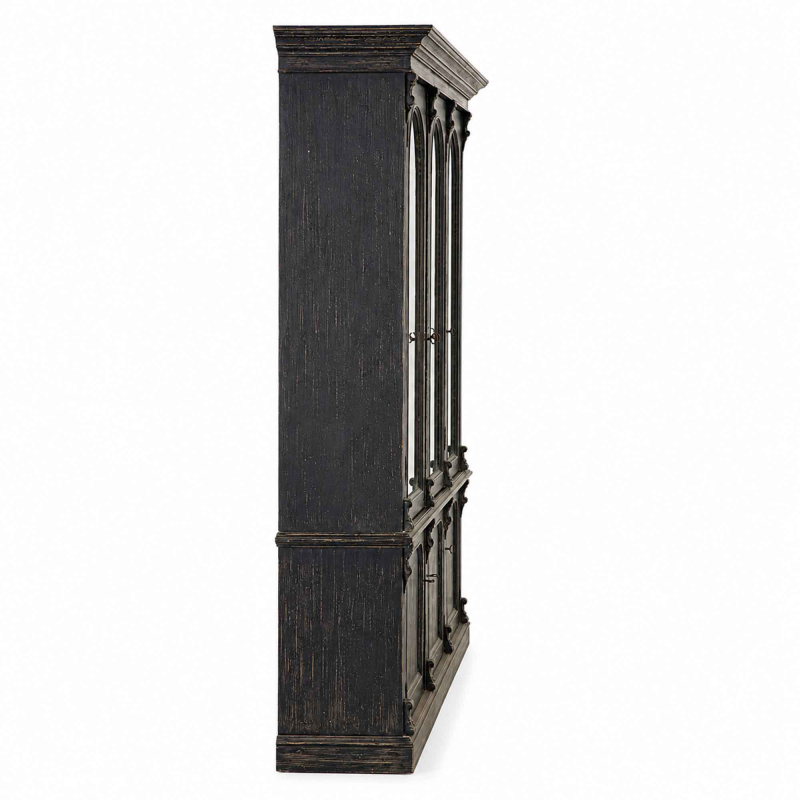 Vitrinenschrank Van — Massivpinie, antikschwarz, H 235 cm