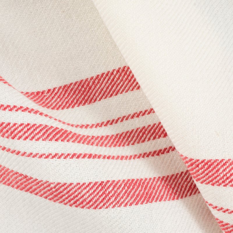 Castellino Twill Barré Maché Elfenbein Streifen rot drapiert – Leinenstoff von C&C Milano